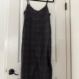 Black Plaid Spaghetti Strap Dress